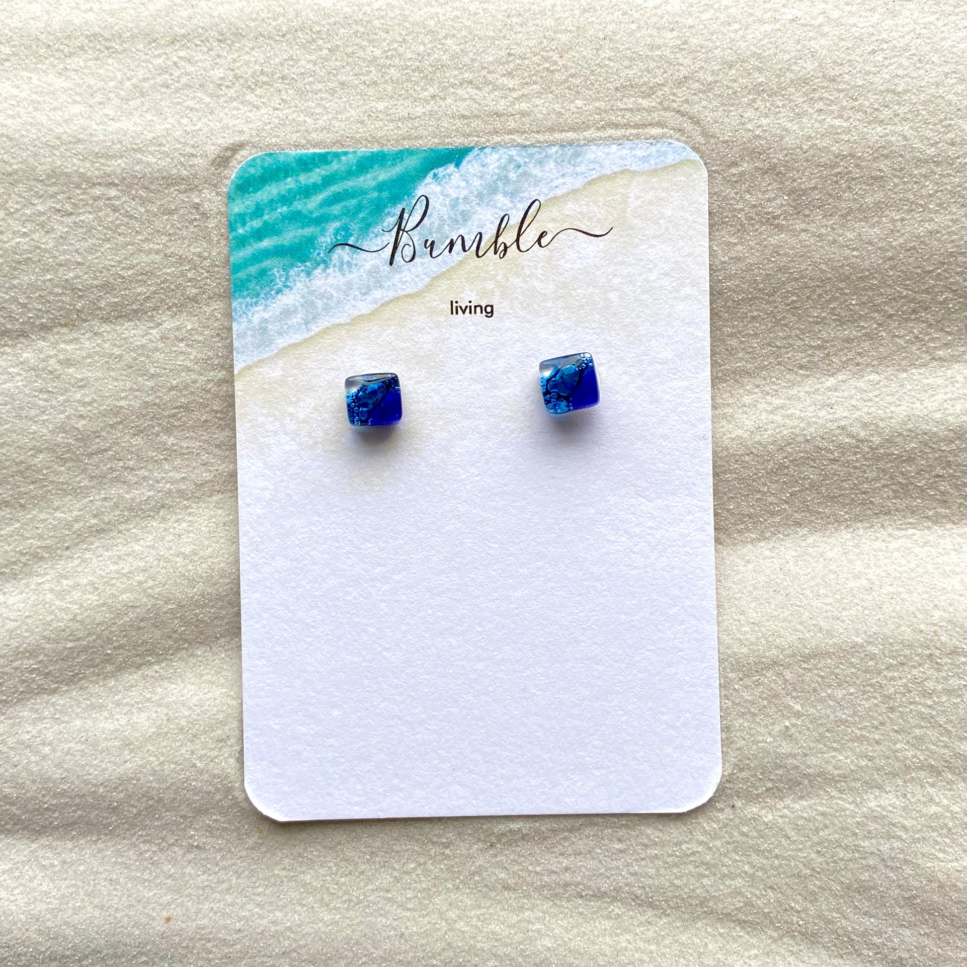 Violet Blue & White Medium Stud Earrings - Bumble Living