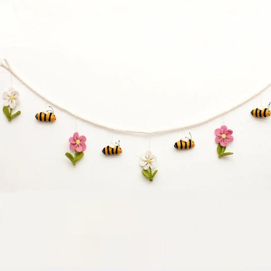 Bee and Daisy Garland Felt Decoration - Bumble Living