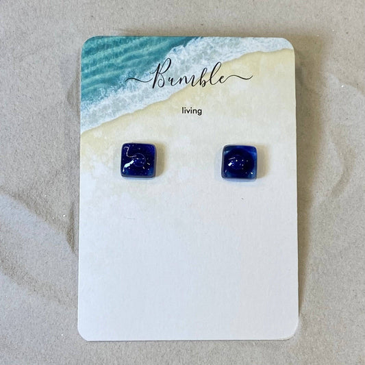 Blue Large Stud Earrings - Bumble Living