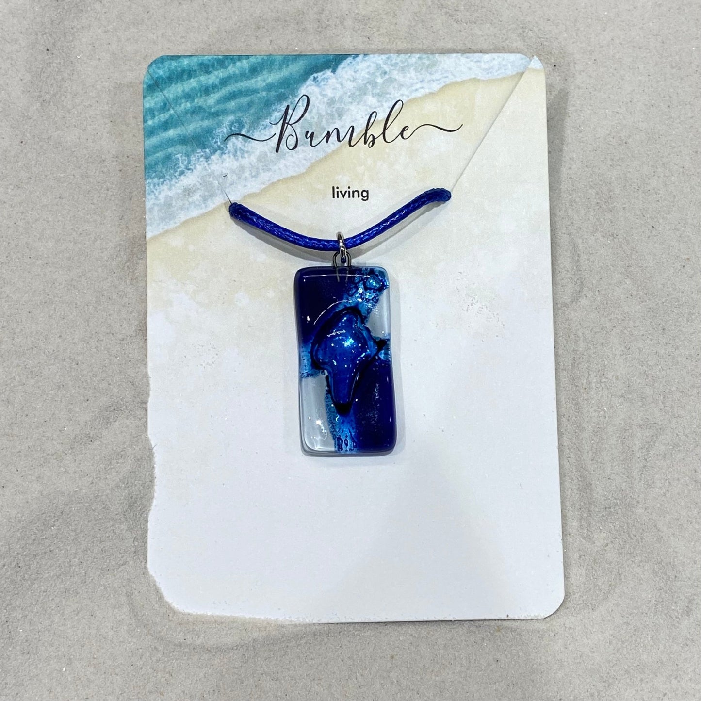 Blue & White hand Crafted Glass Bar Pendant - Bumble Living