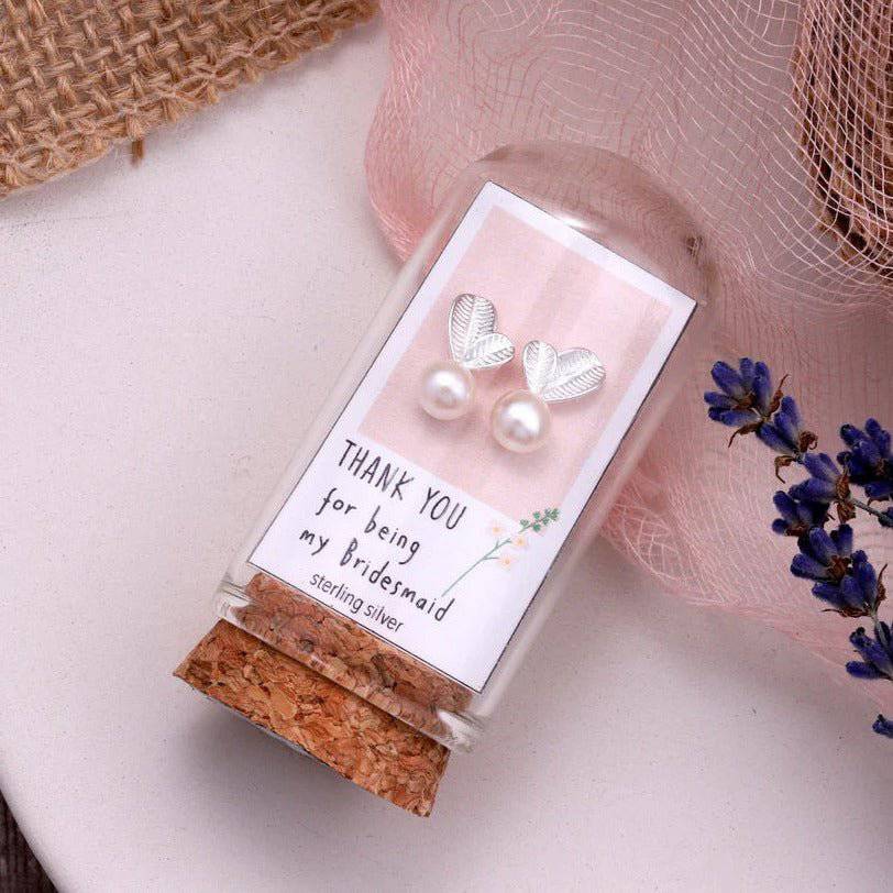 'Bridesmaid Thank You' Pearl Earrings - Bumble Living