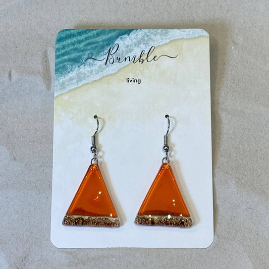 Bright Orange Pyramid Earrings - Bumble Living