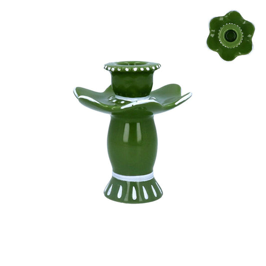 Dark Green Fiesta Ceramic Candle Holder - Bumble Living