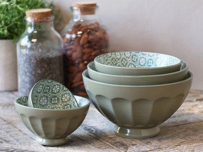 Flower Pattern Arés Latte 5 Set Bowl Olive - Bumble Living