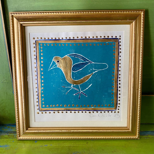 Golden Bird Lino Print - Bumble Living