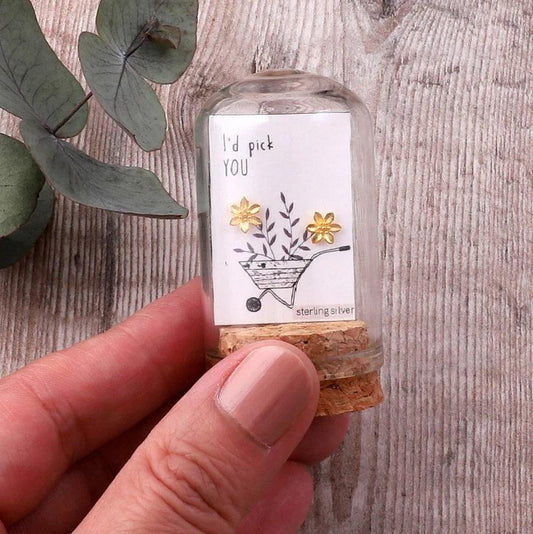 Message In A Bottle Wild Flower Gold Earrings - Bumble Living