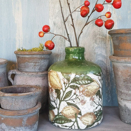 Rustic Spanish Lemons Bottle Vase - Bumble Living