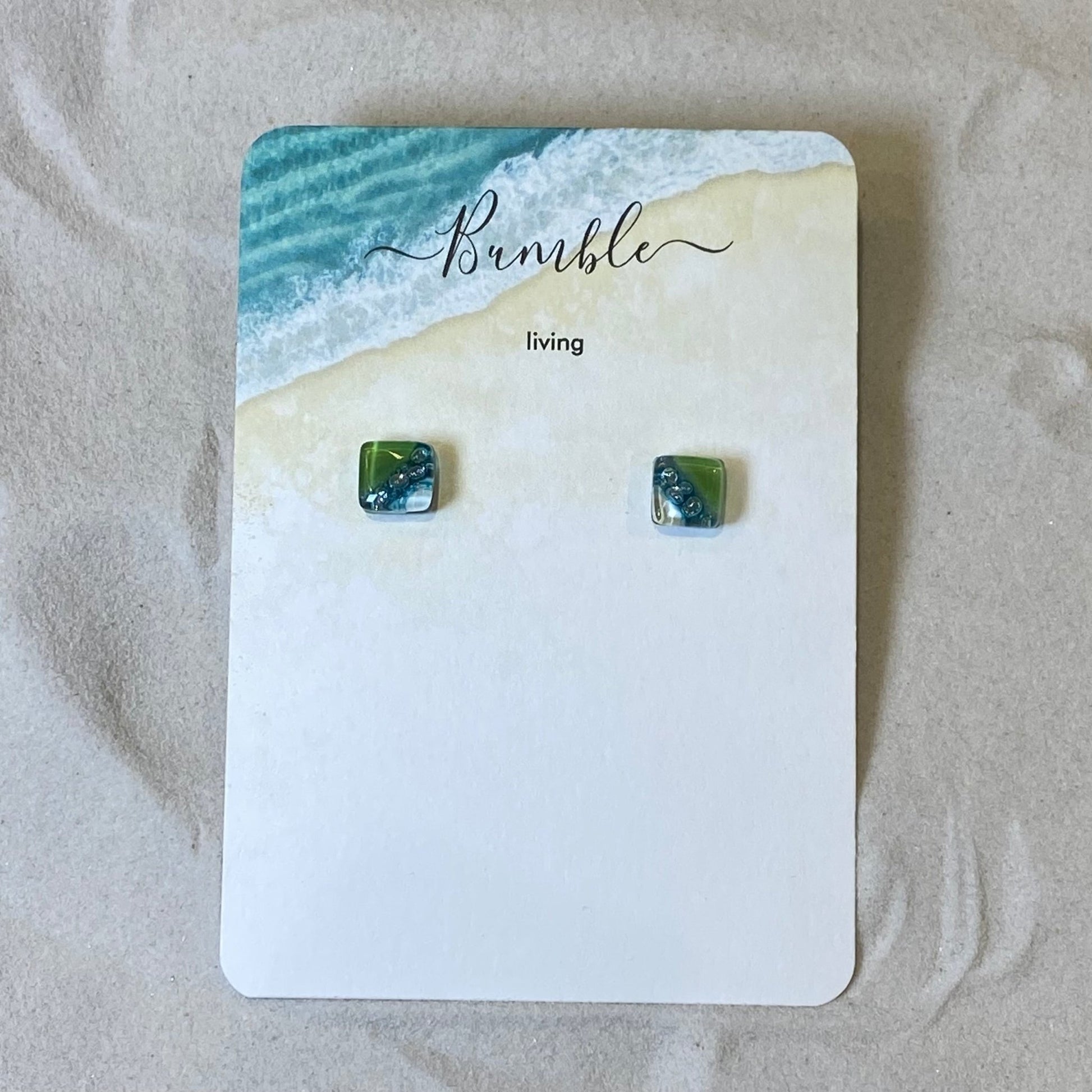 Sea Foam Square Glass Earrings - Bumble Living