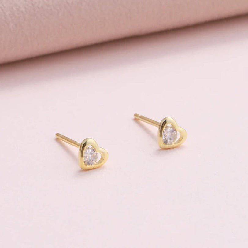 Showered With Love Crystal Heart Gold Earrings - Bumble Living