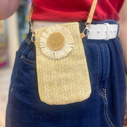 Sunflower Straw Phone Bag - Bumble Living