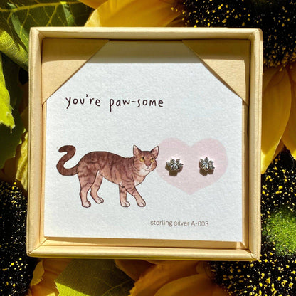 You're Paw-Some' Brown Tabby Cat Earrings - Bumble Living