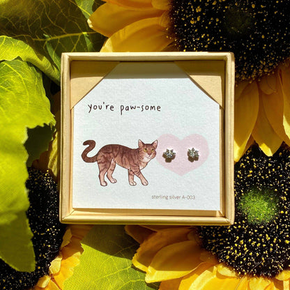 You're Paw-Some' Brown Tabby Cat Earrings - Bumble Living