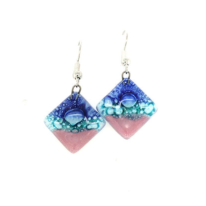 Blue & Pink Bubble Diamond Shape Earrings - Bumble Living