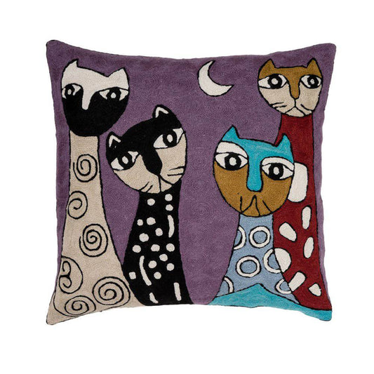 Cats Purple Cushion 18" - Bumble Living