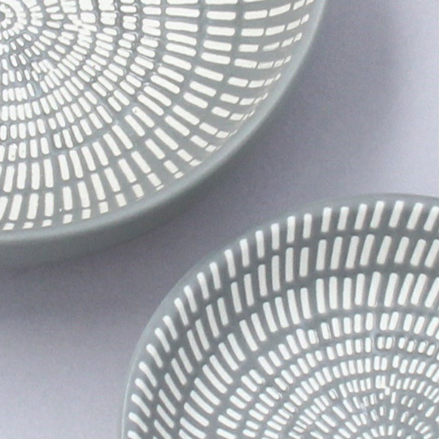 Dark Grey Leaves Ceramic Trinket Dish Set Of 2 - Bumble Living