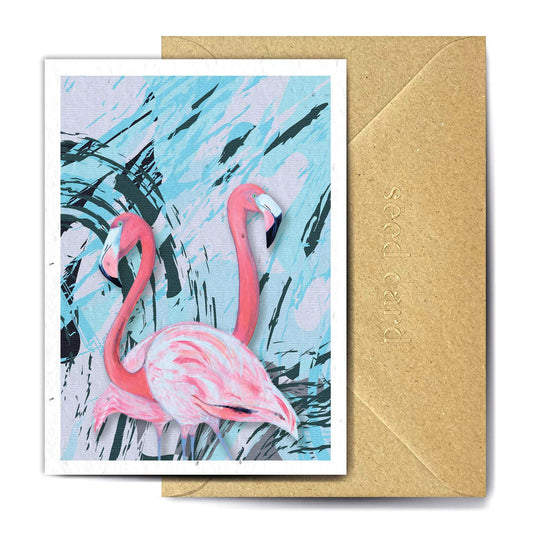 Flossy & Amber the Flamingos Blank Card - Bumble Living