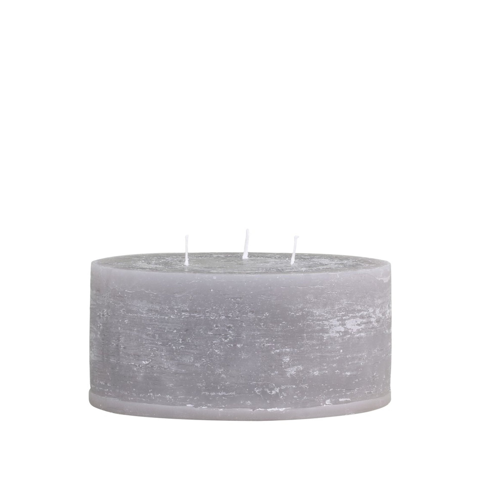 French Grey Rustic 3 Wick Pillar Candle 42 hours - Bumble Living