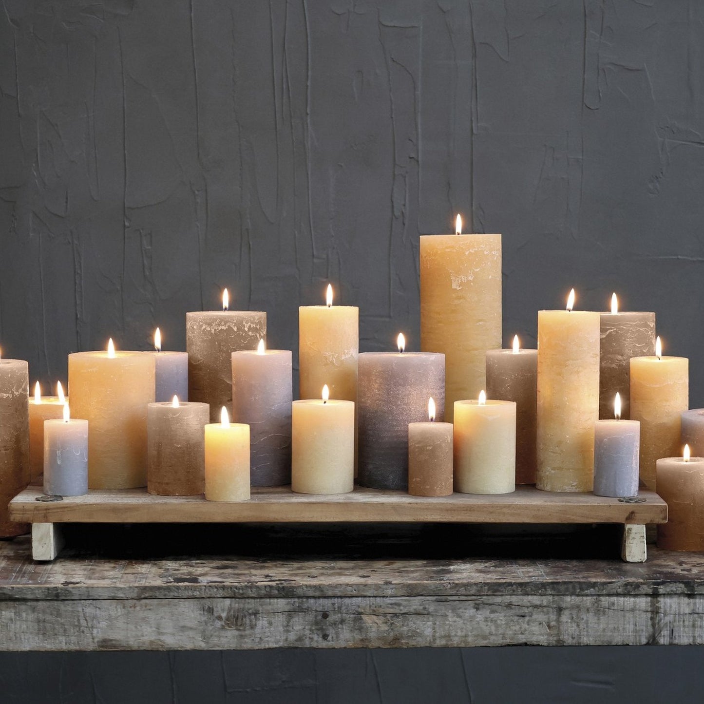 French Grey Rustic Pillar Candle 40 hours - Bumble Living