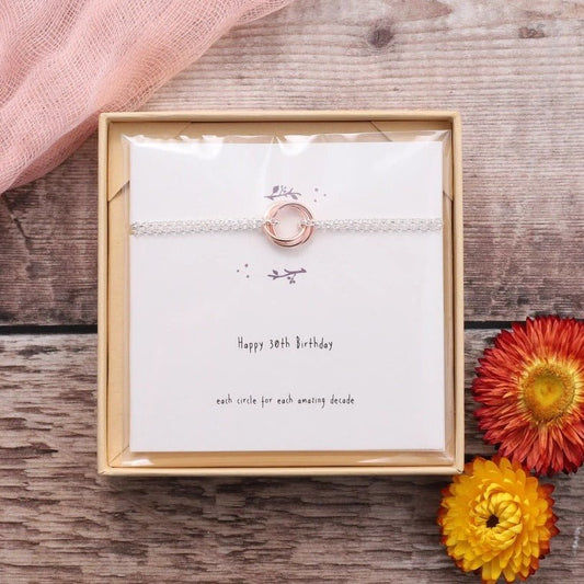 Happy 30th Birthday Rose Gold Bracelet On Card - Bumble Living