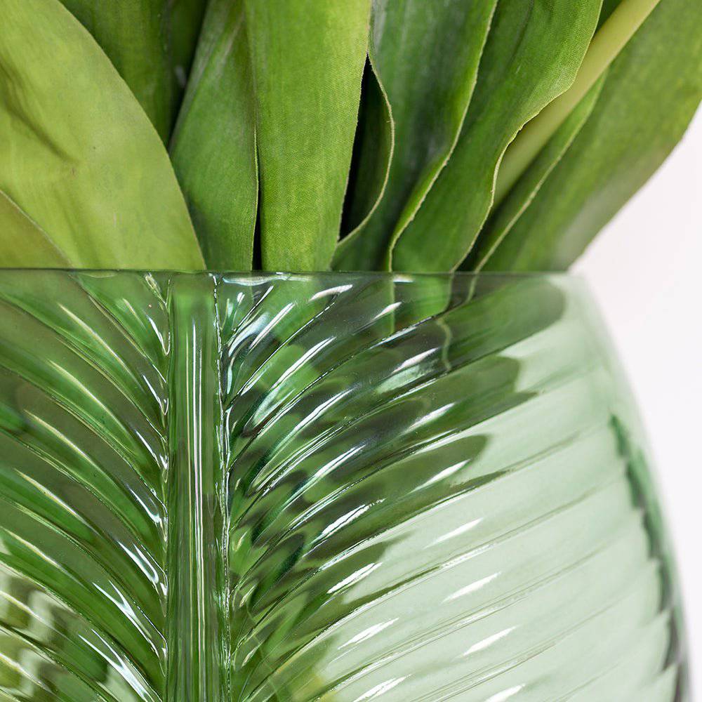 Leaf Glass Vase Green Large - Bumble Living