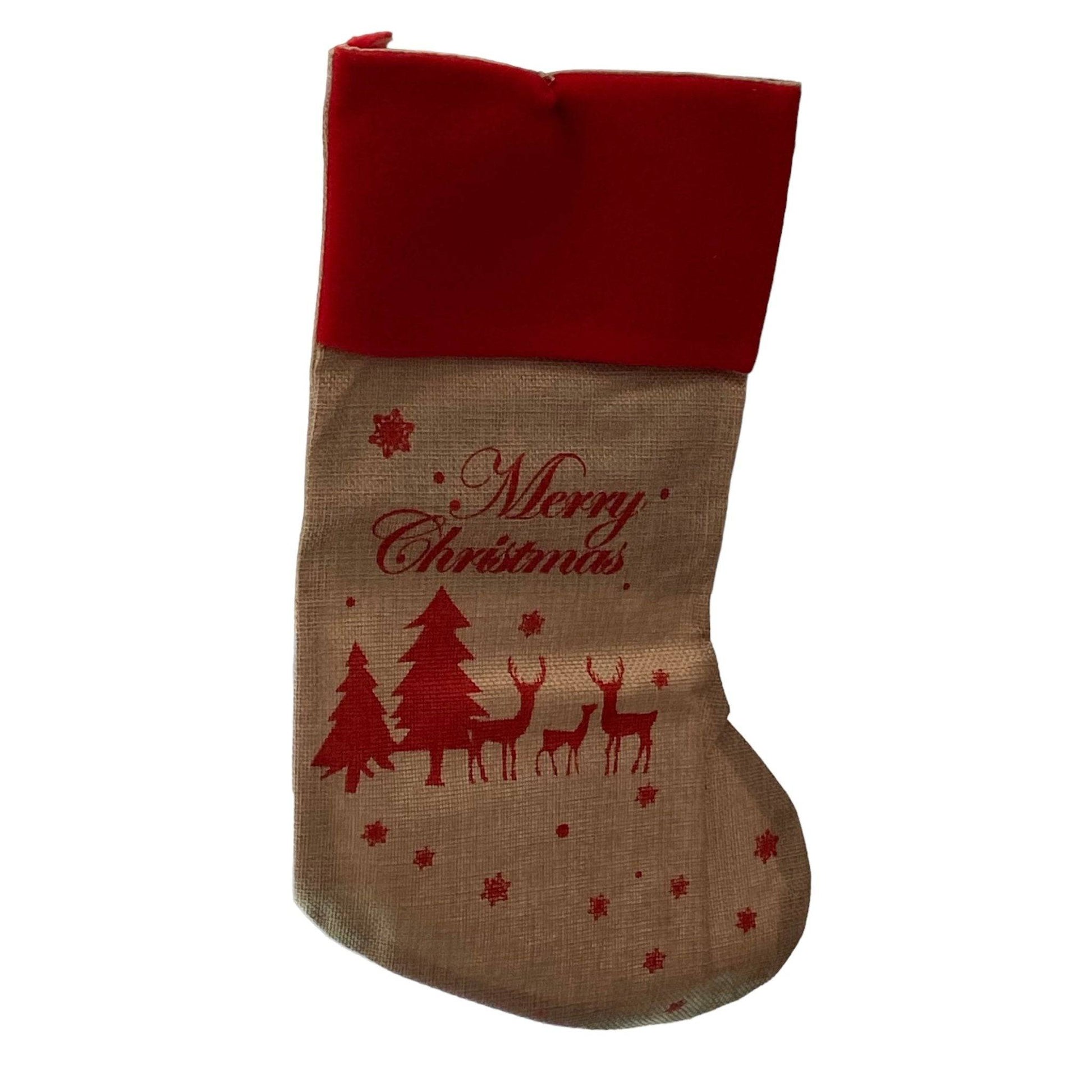 Merry Christmas Jute Stocking 45cm - Bumble Living