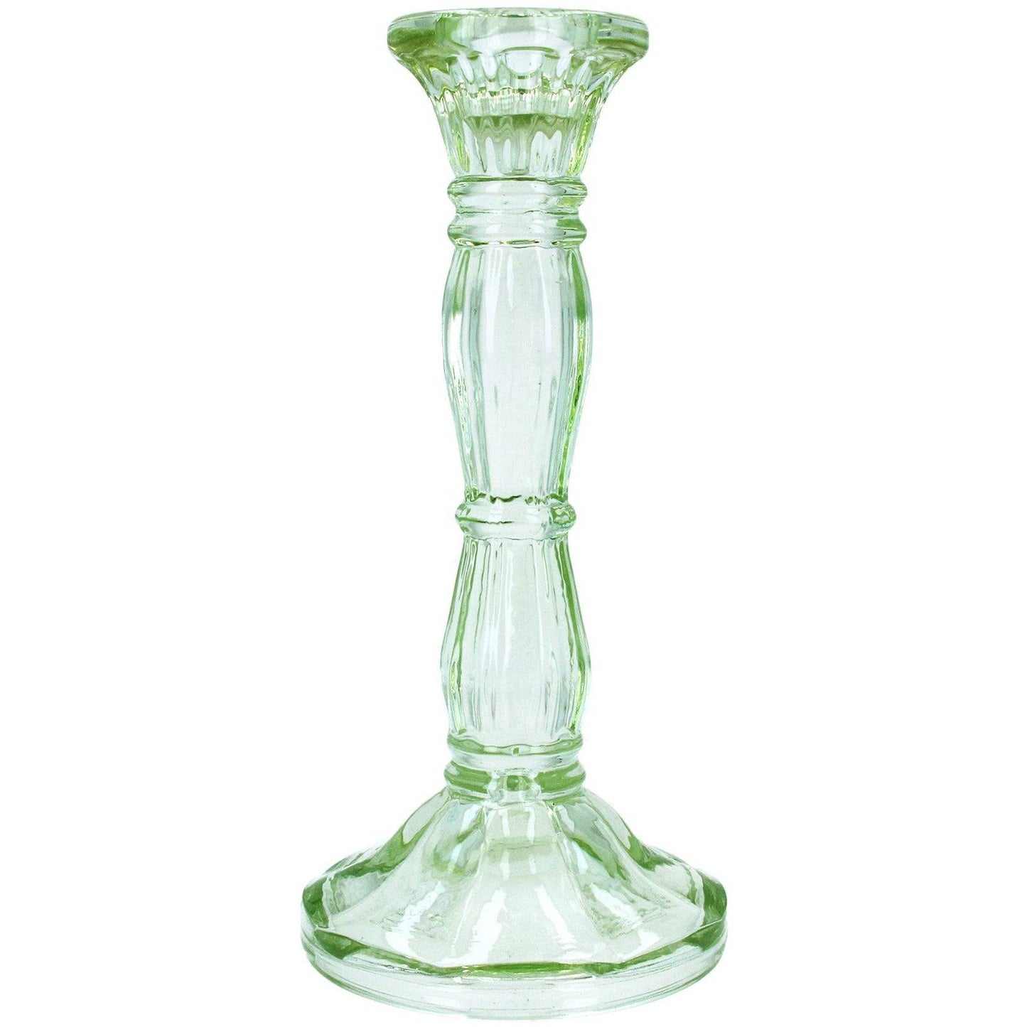 Pastel Green Glass Candlestick 20cm - Bumble Living