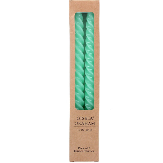 Pastel Mint Green Twist Taper Candle 25cm Box Of 2 - Bumble Living