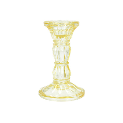Pastel Yellow Glass Candlestick 10cm - Bumble Living