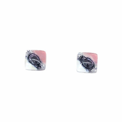 Pink & White Large Bubble Stud Earrings - Bumble Living