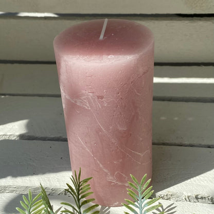 Rustic Pillar Candle Dusky Pink 70x130mm - Bumble Living