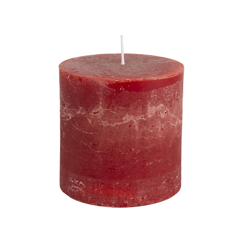 Rustic Pillar Candle Lipstick Red 100x100mm - Bumble Living