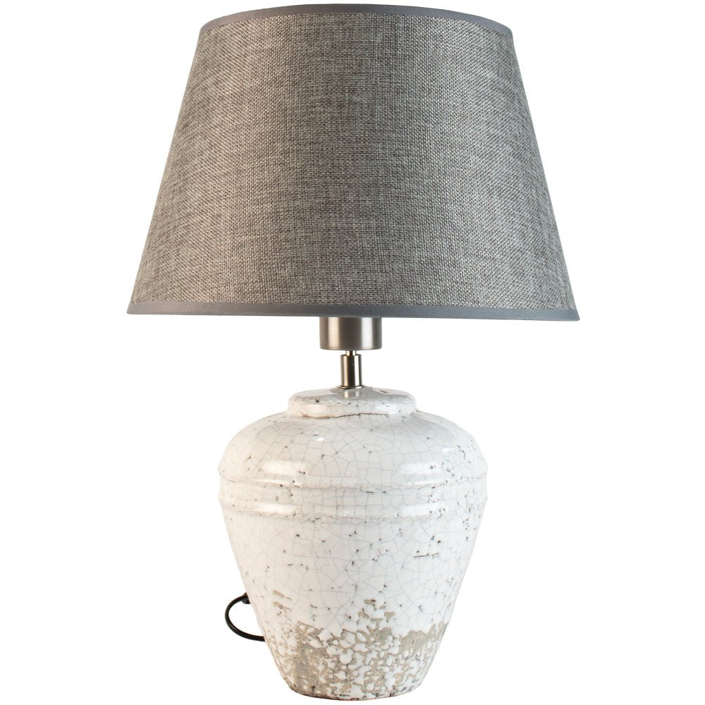 Stoneware Lamp Vesta With Grey Shade - Bumble Living