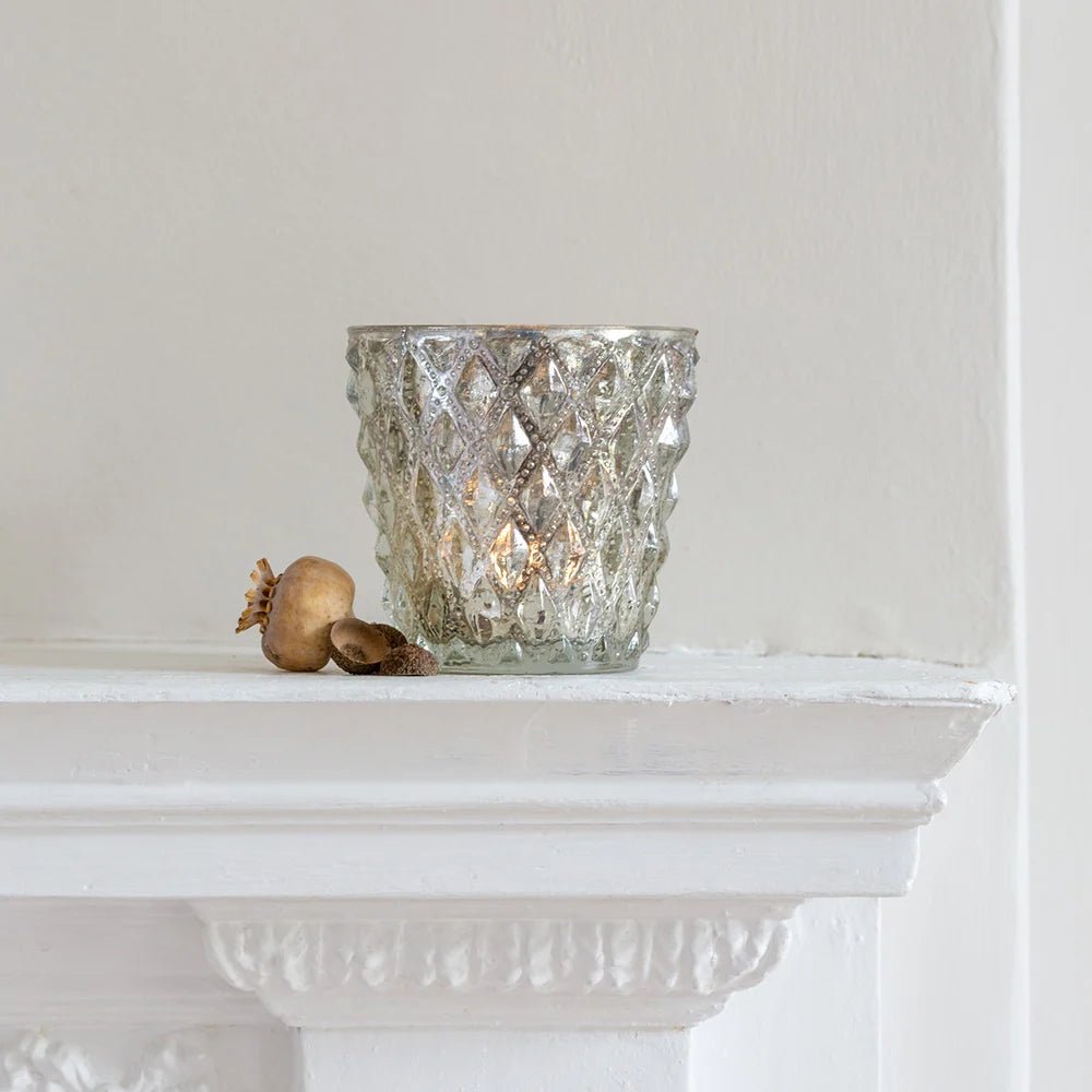 Tea Light Holder Antiqued Silver - Bumble Living