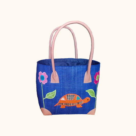Tortoise Navy Small Tote Bag - Bumble Living