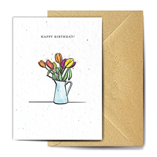 Tulips Happy Birthday Card - Bumble Living